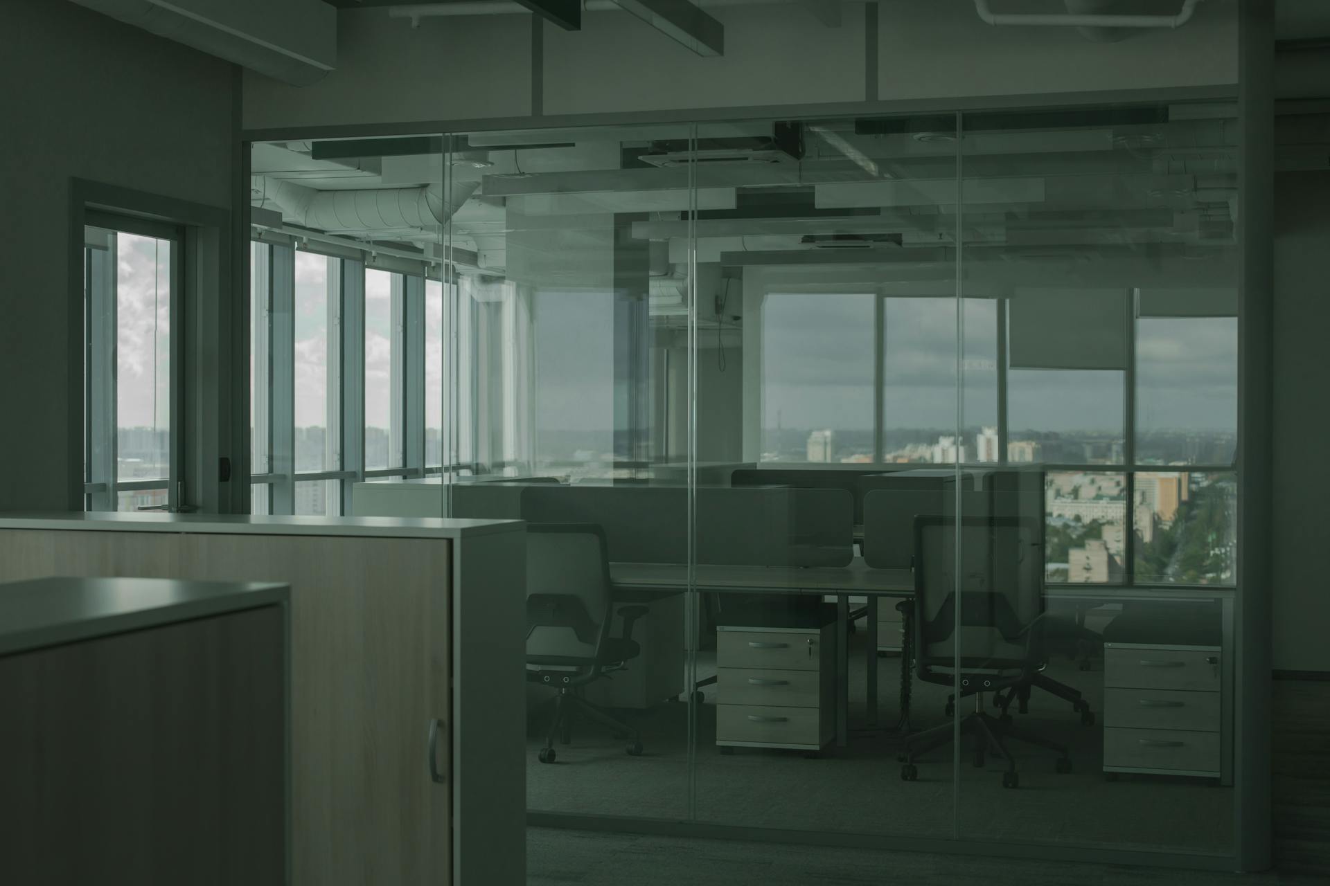 An office in a dark light